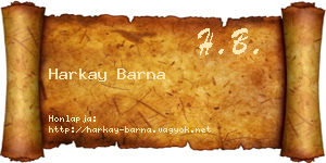 Harkay Barna névjegykártya